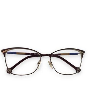 Carolina Hererra Eyeglasses FRAMES ONLY VHE192K Shiny Palladium w/ Violet Parts